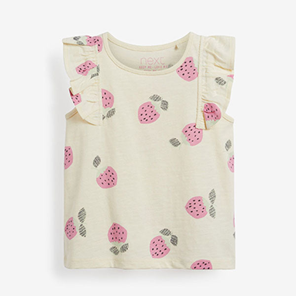 Yellow Strawberries Cotton Frill Vest (3mths-6yrs)