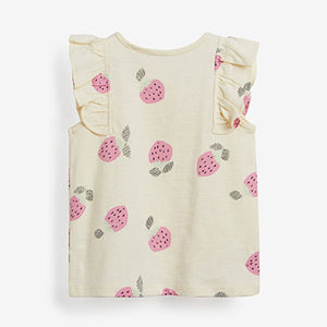 Yellow Strawberries Cotton Frill Vest (3mths-6yrs)