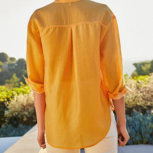 Ochre Yellow Long Sleeve Utility Shirt
