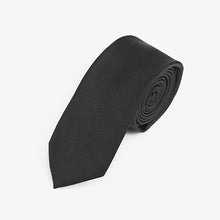 Load image into Gallery viewer, Black Slim Recycled Polyester Twill Tie
