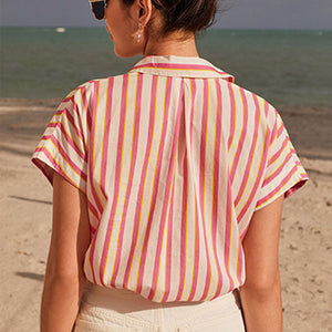 Pink/Yellow Stripe Short Sleeve Shirt