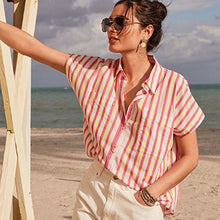 Load image into Gallery viewer, Pink/Yellow Stripe Short Sleeve Shirt
