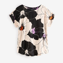 Load image into Gallery viewer, Cream and Black Floral Boxy T-Shirt
