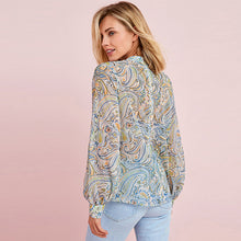 Load image into Gallery viewer, Cream Paisley Floral Trim Detail Button Front Top
