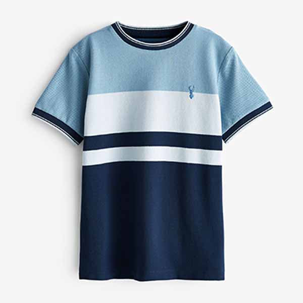 Navy Blue/ White Colourblock Short Sleeve T-Shirt (3-12yrs)