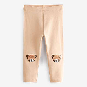 Neutral Bear Embroidered Leggings (3mths-6yrs)