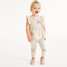 Load image into Gallery viewer, Ecru White Bunny Embroidered Leggings (3mths-5yrs)
