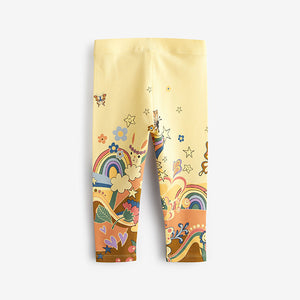 Yellow Retro Unicorn Leggings (3mths-6yrs)