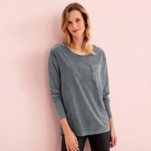 Load image into Gallery viewer, Charcoal Grey Washed Long Sleeve Pocket Tunic
