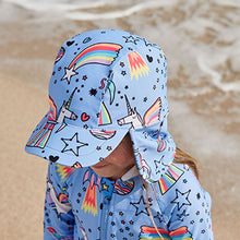 Load image into Gallery viewer, Blue Swim Legionnaire Hat (3mths-6yrs)
