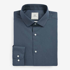 Blue Slim Fit Single Cuff Shirts 3 Pack