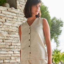 Load image into Gallery viewer, Neutral Linen Blend Sleeveless Top
