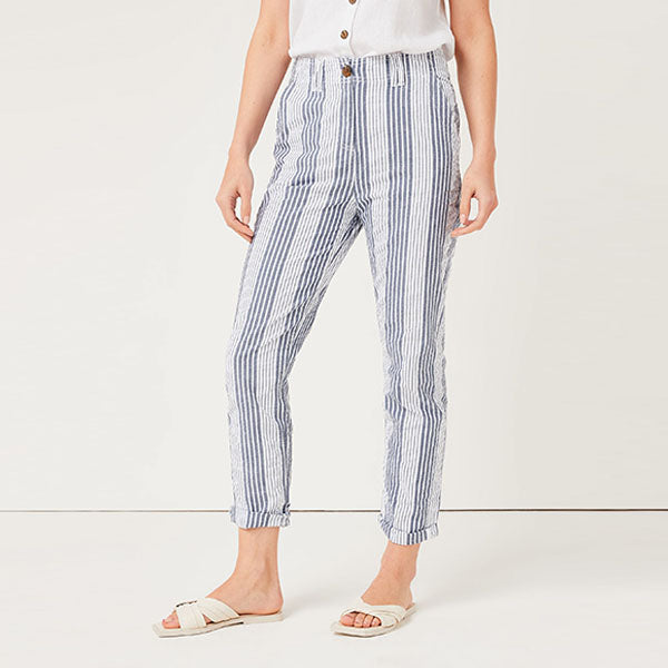 Navy Blue/White Stripe Chino Trousers