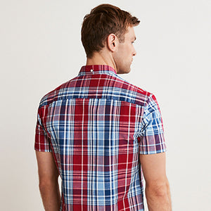 Red/Navy Blue Check Short Sleeve Shirt