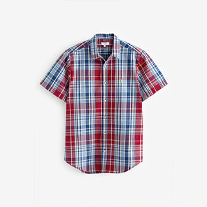 Red/Navy Blue Check Short Sleeve Shirt