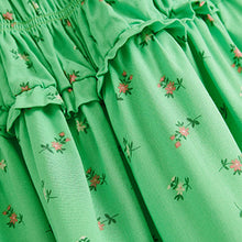 Load image into Gallery viewer, Green Ditsy Printed Shirred Dress (3-12yrs)
