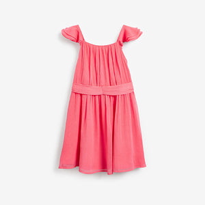 Coral Pink Chiffon Party Dress (3-12yrs)