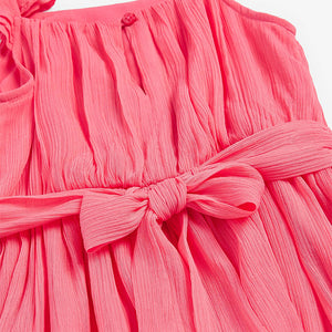 Coral Pink Chiffon Party Dress (3-12yrs)