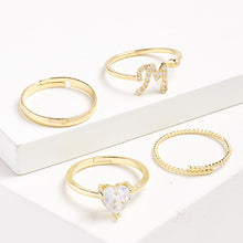 Load image into Gallery viewer, Gold Tone Initial Stacker Ring Pack
