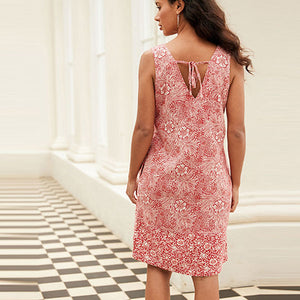 Morris & Co Print Linen Blend Summer Shift Dress