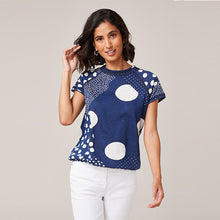 Load image into Gallery viewer, Blue Navy Spot Bubblehem Raglan T-Shirt

