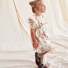 Load image into Gallery viewer, Pink Rose Printed Puff Sleeve Dress (3mths-6yrs)
