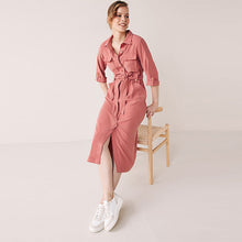 Load image into Gallery viewer, Pink Midi Shirt Dress
