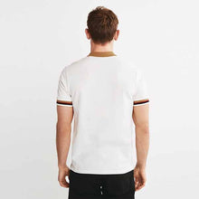 Load image into Gallery viewer, White/Tan Brown Tipped Regular Fit Pique Polo Shirt
