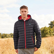 Load image into Gallery viewer, Navy Blue/Red Shower Resistant Lightweight Quilted Jacket
