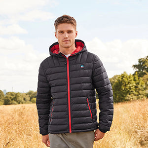 Navy Blue/Red Shower Resistant Lightweight Quilted Jacket