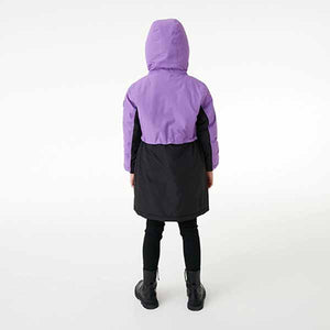 Purple ColourblockWaterproof Longline Coat (3-12yrs)