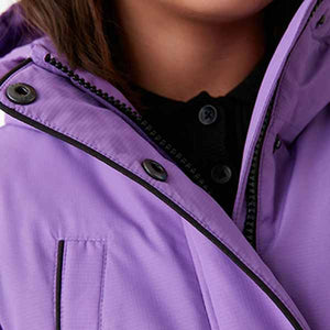 Purple ColourblockWaterproof Longline Coat (3-12yrs)