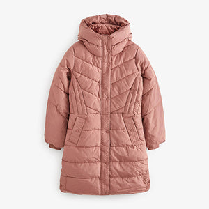 Pink Shower Resistant Padded Hooded Coat