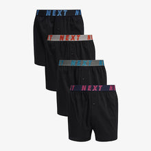 Load image into Gallery viewer, 4 Pack Black Colour Marl Waistband Loose Fit Pure Cotton Boxers
