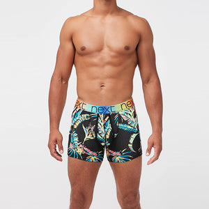 4 Pack Black Palm Leaf A-Front Boxers