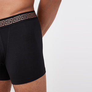 4 Pack Black Metallic Pattern Waistband A-Front Boxers