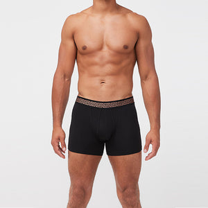 4 Pack Black Metallic Pattern Waistband A-Front Boxers