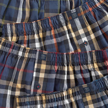 Load image into Gallery viewer, 4 Pack Navy Blue Check Pattern Woven Pure Cotton Boxers

