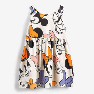White Disney Print Sleeveless Dress (3mths-5yrs)