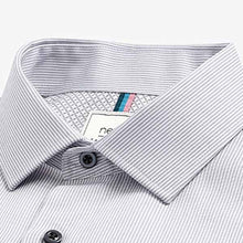 Load image into Gallery viewer, Grey Print Stripe Slim Fit Single Cuff Shirts 3 Pack

