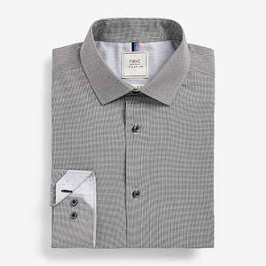 Grey Print Stripe Slim Fit Single Cuff Shirts 3 Pack