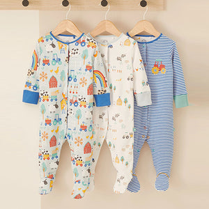 Multi Baby Sleepsuits 3 Pack (0mth-18mths)