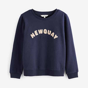 Navy Blue Newquay Graphic Sweatshirt