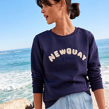 Load image into Gallery viewer, Navy Blue Newquay Graphic Sweatshirt
