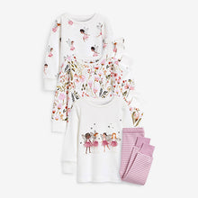 Load image into Gallery viewer, Ecru White/ Pink Fairy 3 Pack Pyjamas (12mths-8yrs)
