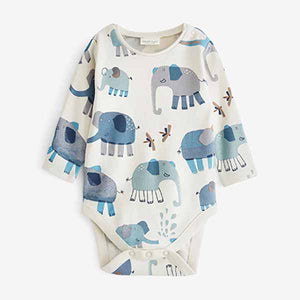 Blue Elephant Applique 2 Piece Baby Denim Dungarees And Bodysuit Set (0mths-18mths)