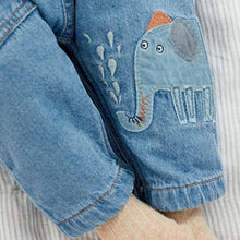 Load image into Gallery viewer, Blue Elephant Applique 2 Piece Baby Denim Dungarees And Bodysuit Set (0mths-18mths)

