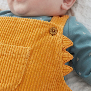Ochre Yellow 2 Piece Cord Dungarees With Bodysuit (0mths-18mths)