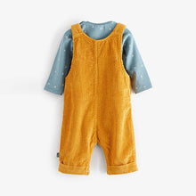 Load image into Gallery viewer, Ochre Yellow 2 Piece Cord Dungarees With Bodysuit (0mths-18mths)
