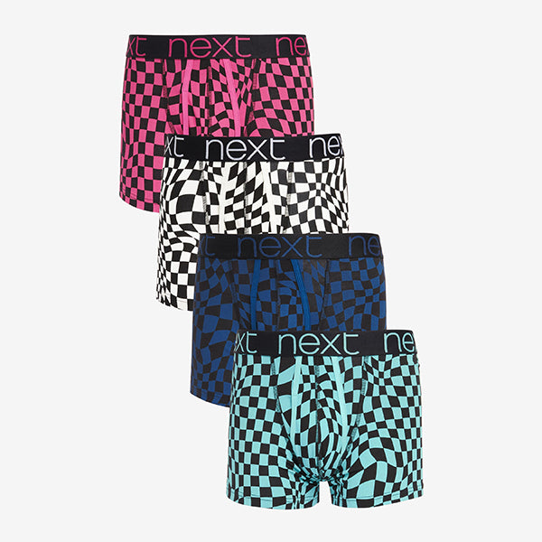 4 Pack Multi Checkerboard Print A-Front Boxers